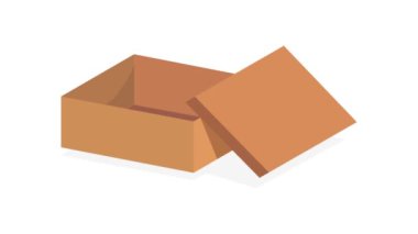 Karton kutunun izometrik vektör çizimi.