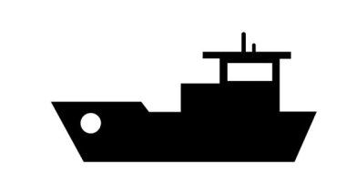 Siyah gemi simgesi beyaz arkaplanda canlandırıldı