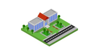 okul izometrik ikon hareket resimleme arkaplanı 