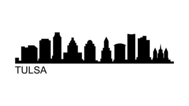 Tulsa şehrinin silueti. Video hareketi grafik canlandırması. 