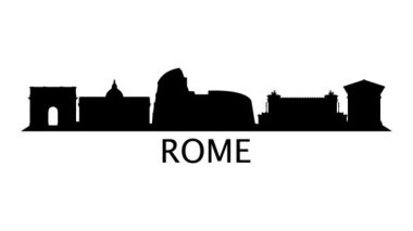 Roma şehrinin silueti. Video hareketi grafik canlandırması.