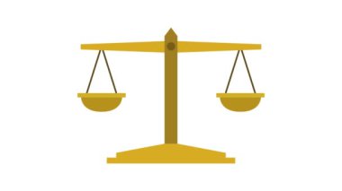 Beyaz arkaplanda altın adalet ölçekli simge canlandırması