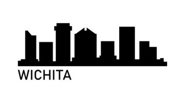 Wichita şehrinin silueti. Video hareketi grafik canlandırması. 