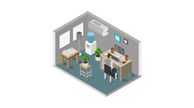 Ofisin Isometric Canlandırılmış Videosu