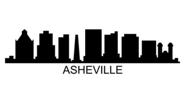 Asheville şehrinin silueti. Video hareketi grafik canlandırması.