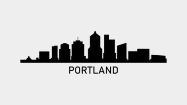 Portland şehrinin silüeti. Video hareketi grafik canlandırması. 