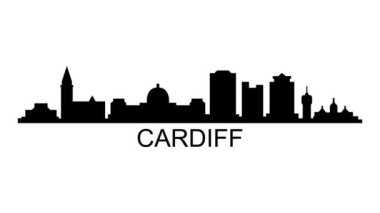 Cardiff şehrinin silüeti. Video hareketi grafik canlandırması. 