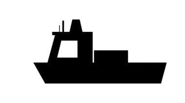 Siyah gemi simgesi beyaz arkaplanda canlandırıldı