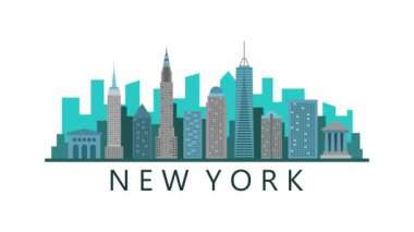 New York şehrinin silueti. Video hareketi grafik canlandırması.