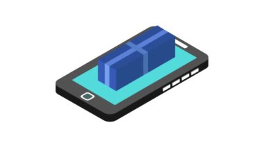 smartphone aygıt izometrik simge vektör çizim tasarım