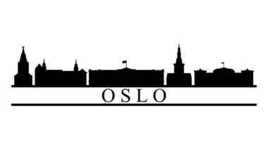 Oslo şehrinin silueti. Video hareketi grafik canlandırması. 