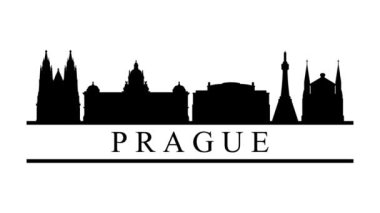 Prag şehrinin silueti. Video hareketi grafik canlandırması. 