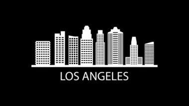 Los Angeles şehrinin silueti. Video hareketi grafik canlandırması. 