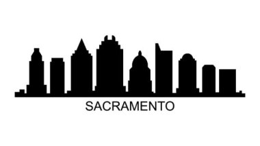 Sacramento şehrinin silueti. Video hareketi grafik canlandırması. 