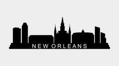 New Orleans şehrinin silueti. Video hareketi grafik canlandırması.