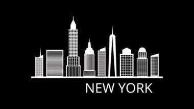 New York şehrinin silueti. Video hareketi grafik canlandırması.