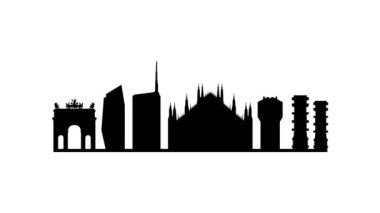 Milano şehrinin silueti. Video hareketi grafik canlandırması. 