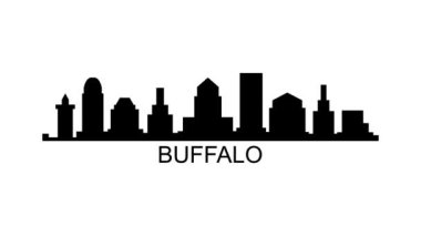 Buffalo şehrinin silueti. Video hareketi grafik canlandırması.