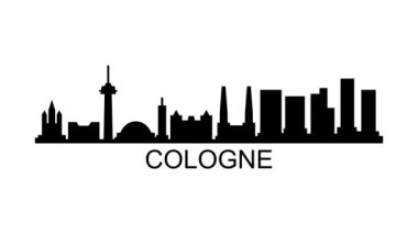 Köln şehrinin silüeti. Video hareketi grafik canlandırması. 