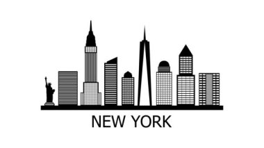New York şehrinin silueti. Video hareketi grafik canlandırması.