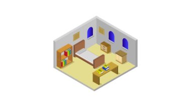 Yatak odasının Isometric Animasyon Videosu