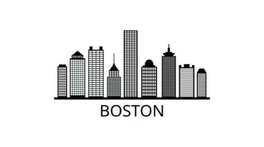 Boston şehrinin silüeti. Video hareketi grafik canlandırması.