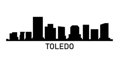 Toledo şehrinin silueti. Video hareketi grafik canlandırması. 