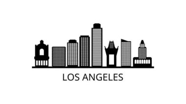 Los Angeles şehrinin silueti. Video hareketi grafik canlandırması.  
