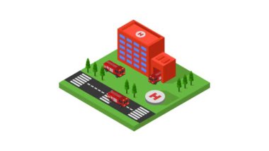 İtfaiye istasyonunun üç boyutlu izometriği. 