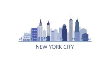 New York şehrinin silueti. Video hareketi grafik canlandırması.