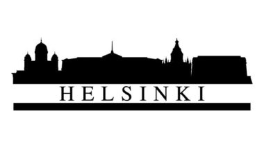 Helsinki şehrinin silueti. Video hareketi grafik canlandırması.