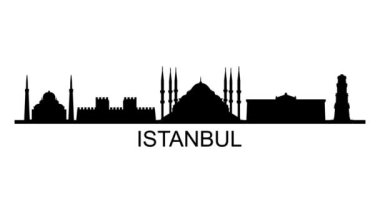 İstanbul şehrinin silueti. Video hareketi grafik canlandırması.