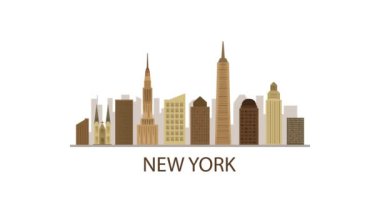 New York şehrinin silueti. Video hareketi grafik canlandırması.