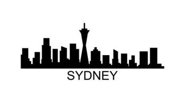 Sydney City silueti. Video hareketi grafik canlandırması. 