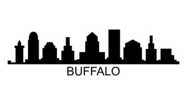 Buffalo şehrinin silueti. Video hareketi grafik canlandırması.