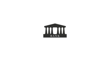 Banka binası simgesinin hareketli canlandırması 