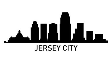 Jersey şehrinin silüeti. Video hareketi grafik canlandırması.