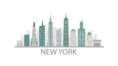 New York şehrinin silueti. Video hareketi grafik canlandırması. 