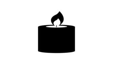Beyaz üzerine yanan mum simgesi 