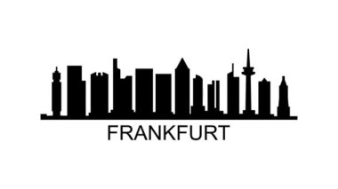 Frankfurt şehrinin silueti. Video hareketi grafik canlandırması.