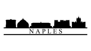 Napoli şehrinin silueti. Video hareketi grafik canlandırması.