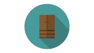 Ahşap gardırop ikonu animasyonu. düz mobilya biçimi