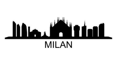 Milan şehrinin silueti. Video hareketi grafik canlandırması.