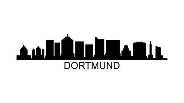 Dortmund City Skyline Videomografische Animatie — Stockvideo