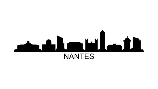 Miejska Panorama Nantes Animacja Graficzna Ruchu Wideo — Wideo stockowe