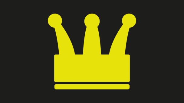 Ícone Coroa Amarela Animado Fundo Preto — Vídeo de Stock