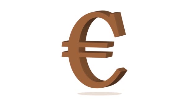 Euro Moneda Símbolo Aislado Sobre Fondo Blanco — Vídeos de Stock