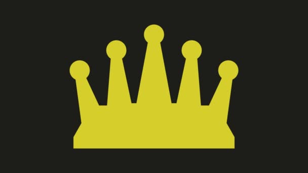 Ícone Coroa Amarela Animado Fundo Preto — Vídeo de Stock