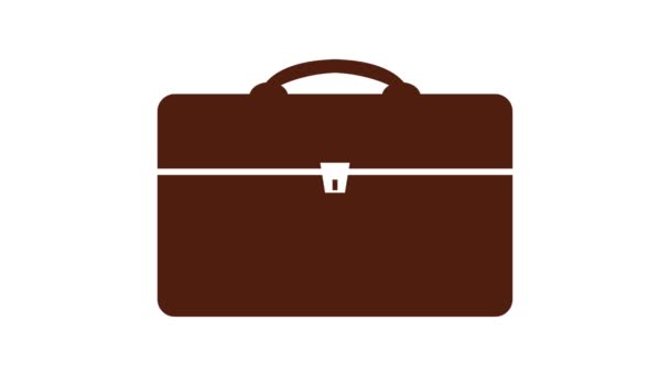 白色背景上的褐色公文包图标 — 图库视频影像