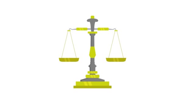 Иконка Закона Масштабы Анимированные Белом Фоне — стоковое видео